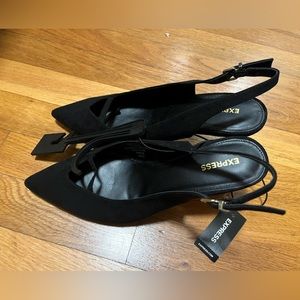 Express Black Faux Leather Heels size 9